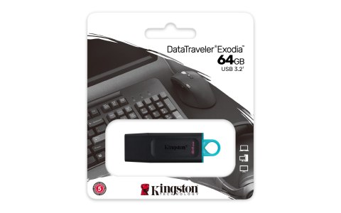 KINGSTON FLASH 64GB USB 3.2 Gen 1 DataTraveler Exodia (B+T)