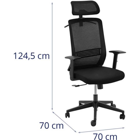 Krzesło fotel biurowy ergonomiczny z oparciem siatkowym zagłówkiem i wieszakiem wys. 40-50 cm