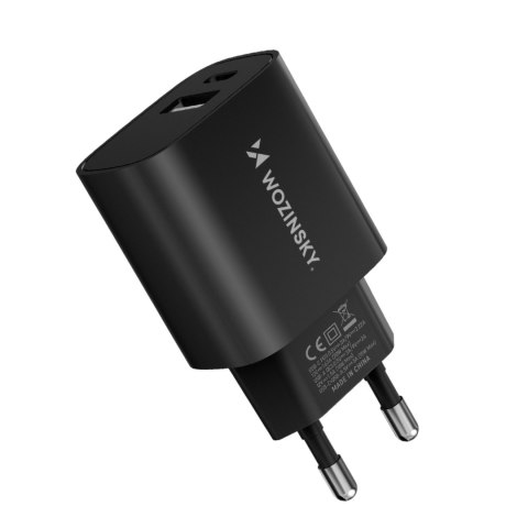 Ładowarka sieciowa 20W USB-A USB-C 100-240V czarna