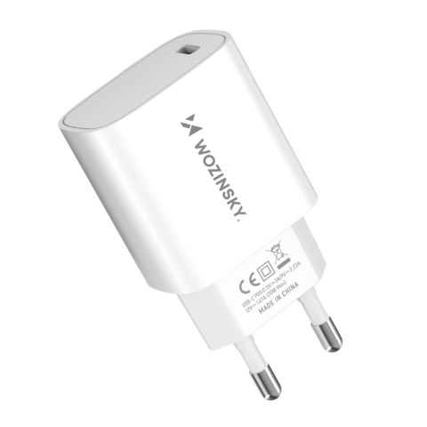 Ładowarka sieciowa 20W USB-C 100-240V biała