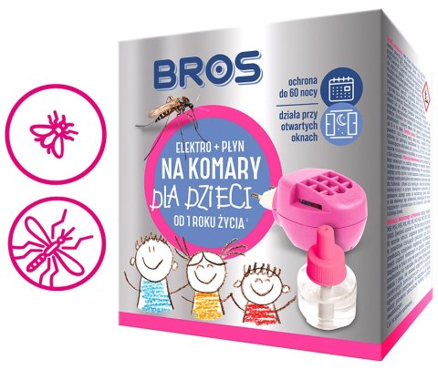 Zestaw BROS - elektro + 2x płyn na komary dla dzieci od 1 roku życia - 60 nocy