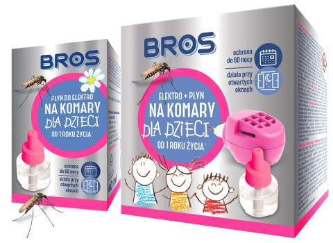 Zestaw BROS - elektro + 2x płyn na komary dla dzieci od 1 roku życia - 60 nocy