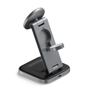 Satechi 3-in-1 Foldable Charging Stand - składana podstawka ładująca Qi2 do trzech urządzeń (US,CAN,EU,UK) (space gray)