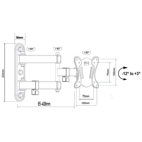 MACLEAN UCHWYT DO TELEWIZORA LUB MONITORA MAX. VESA 100X100, 13-32", 30KG, CZARNY MC-417