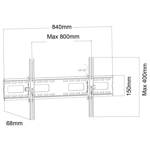 MACLEAN UCHWYT DO TV, MAX VESA 800X400, 43-100", 120KG, REG. ODCHYLENIA +15°~-15° MC-422