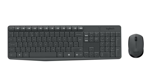 Zestaw klawiatura + mysz membranowa Logitech MK235 920-007931 (USB 3.0; kolor szary; optyczna)