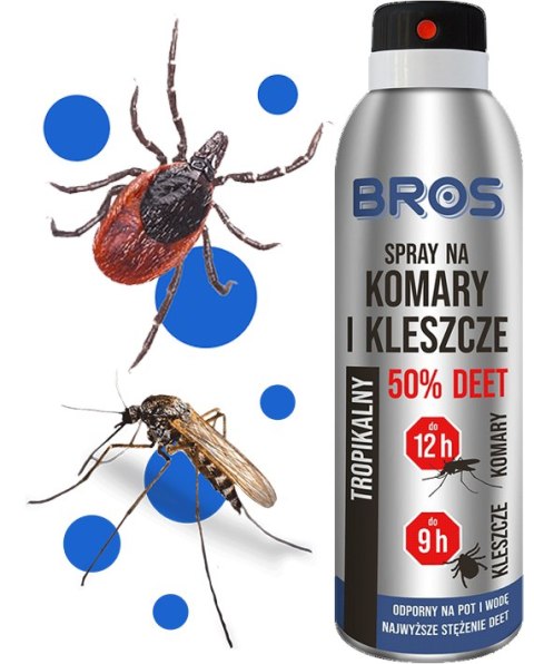 BROS - spray na komary i kleszcze 50% DEET 90ml - 1 szt.