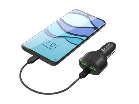 ŁADOWARKA SAMOCHODOWA NATEC CONEY 2X USB 1X USB-C QUICK CHARGE 84W CZARNA