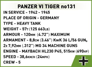 Klocki Panzer VI Tiger no131