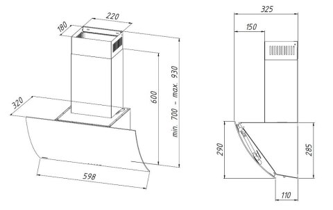 Okap kominowy AKPO WK-4 Clarus 60 Biały (600mm; front gięte białe szkło)