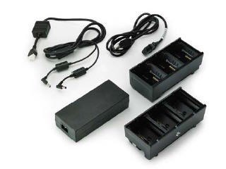 Two 3 slot battery chargers (charges 6 batteries) with power supply and Y cable; ZQ600, QLn or ZQ500. EU power cord included