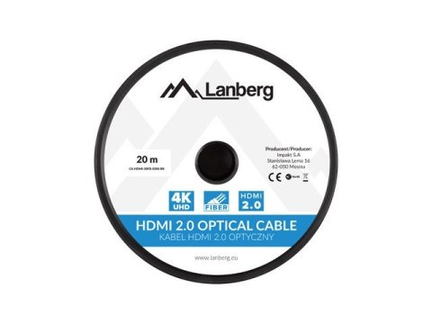 LANBERG KABEL HDMI M/M V2.0 20M OPTYCZNY AOC CA-HDMI-20FB-0200-BK