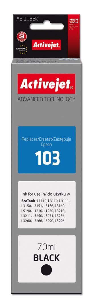 Activejet AE-103Bk Tusz (zamiennik Epson 103 C13T00S14A; Supreme; 70 ml; 4500, czarny)