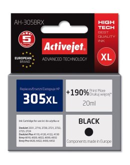 Activejet AH-305BRX Tusz (zamiennik HP 305 XL 3YM62AE; Premium;20 ml;black)