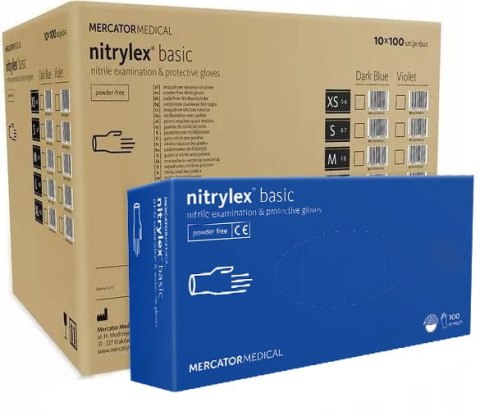 Rękawice Nitrylowe 100 szt. Nitrylex Basic Dark Blue - 10 kpl. (L 8-9)