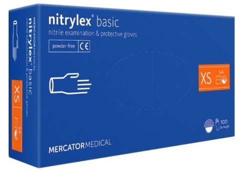 Rękawice Nitrylowe 100 sztuk / Niebieskie / Nitrylex Basic Dark Blue (M 7-8)