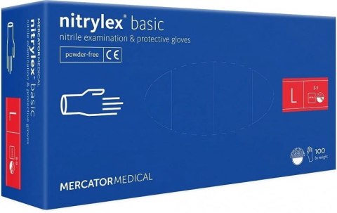 Rękawice Nitrylowe 100 sztuk / Niebieskie / Nitrylex Basic Dark Blue (M 7-8)