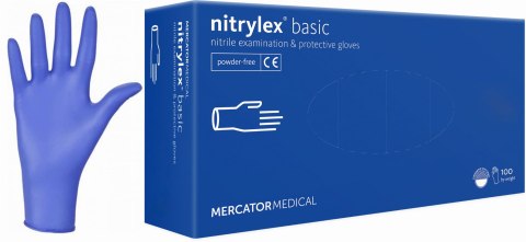 Rękawice Nitrylowe 100 sztuk / Niebieskie / Nitrylex Basic Dark Blue (M 7-8)