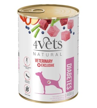 4VETS Natural Diabetes Dog - mokra karma dla psa - 400 g