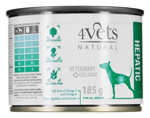 4VETS Natural Hepatic Dog - mokra karma dla psa - 185 g