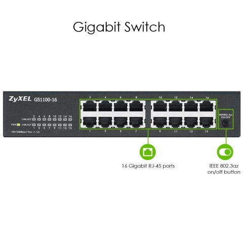 Switch Zyxel GS1100-16 16p Unmanaged Gigabit