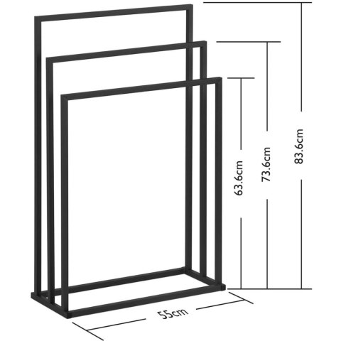 Stojak wieszak na 3 ręczniki wolnostojący podłogowy STAL 55 x 21.5 x 84 cm ciemnoszary