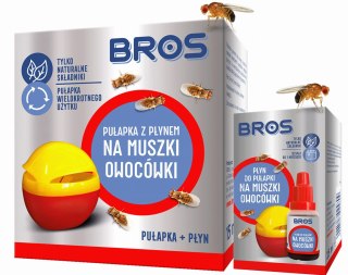 Zestaw BROS - pułapka z płynem na muszki owocówki + płyn do pułapki na muszki owocówki 15ml