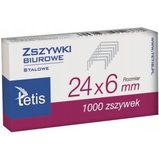 Zszywki biurowe 24/6 1000szt GZ101-A TETIS