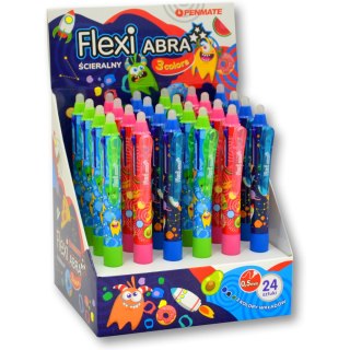 Długopis ścieralny 3 kolorowy FLEXI ABRA 3 COLORS TT8498 niebieski,zielony,czarny PENMATE