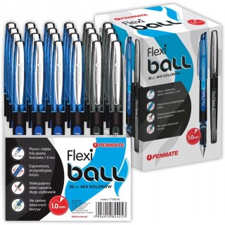 Długopis FLEXI BALL ze skuwką niebieski (20szt.), czarny (10szt.) 1,0mm PENMATE