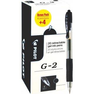 Pióro żelowe G2 bonus pack 16+ 4 gratis czarny PILOT PIBLG2-B-BOX-20