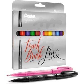 Pisak BRUSH SIGNT kpl. 12 szt. SES15C-ST12PL PENTEL