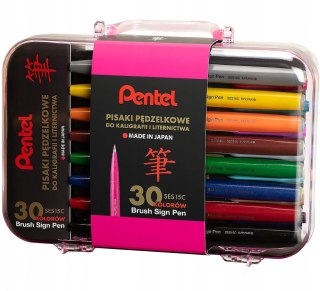 Zestaw pisaków BRUSH SIGN PEN do kaligrafii (30 sztuk) SES15C-ST30PL PENTEL