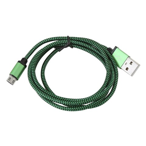 Kabel USB-A -> microUSB 1m 1A pleciony zielony PLATINET HERMES (43304)