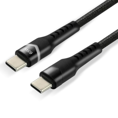 Kabel USB-C -> USB-C 1m 3A 60W pleciony czarny wtyczka z led RGB EVERACTIVE (CBB-1PDR)