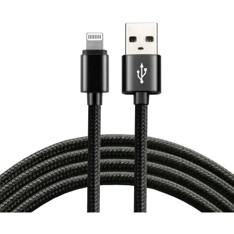 Kabel USB-A -> Lightning 2m 2,4A pleciony czarny EVERACTIVE (CBB-2IB)