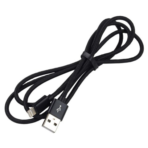 Kabel USB-A -> Lightning 2m 2,4A pleciony czarny EVERACTIVE (CBB-2IB)