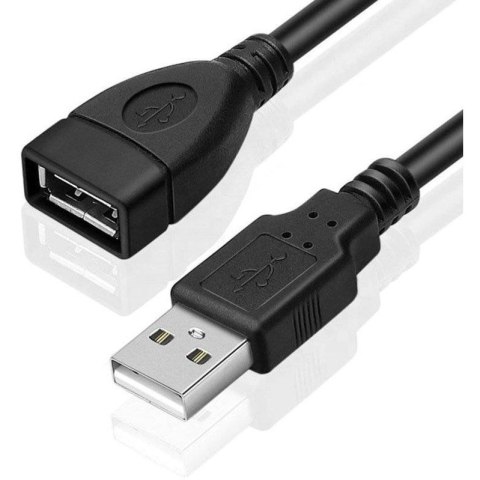 Kabel przedłużacz USB-A/M -> USB-A/F USB 2.0 1,5m czarny BULK