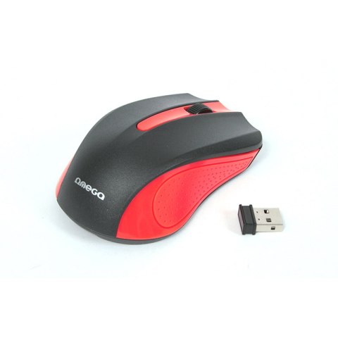 Mysz OMEGA bezprzewodowa optyczna 1000dpi USB czerwona (41795)