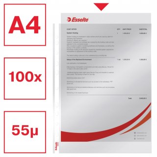 Koszulki krystaliczne A4 ESSELTE 55 mic. w pudełku (100szt.) 56066