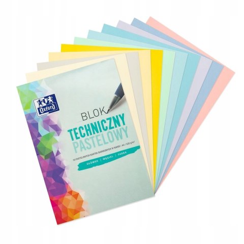 Blok techniczny A4 10k 225g pastelowy 400166068 OXFORD