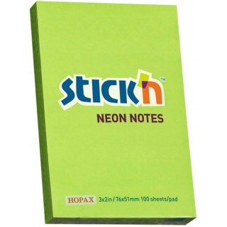 Bloczek STICK"N 76x51mm zielony neon 100k 21163