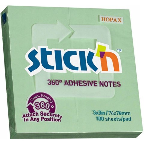 Bloczek STICK"N 76x76mm 360stopni zielony 21552