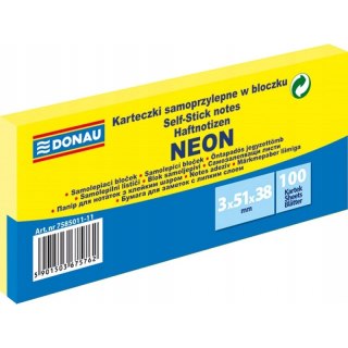 Bloczek samoprzylepny 38x51mm 100k neon żółty (3szt) 7585011-11 DONAU