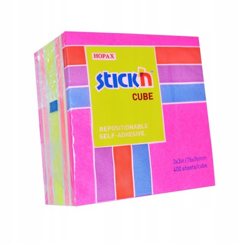 Bloczek samoprzylepny 76x76mm 400k mix różowy/żółty STICK"N 21536