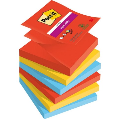 Bloczek samoprzylepny 76x76mm 90k mix kolorów (6szt) POST-IT Super Sticky Z-Notes PLAYFUL