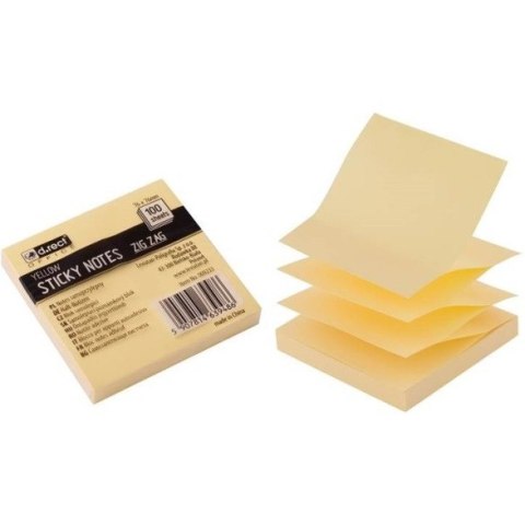 Notes samoprzylepny 75x75mm żółty ZIG-ZAG 009233 D.RECT