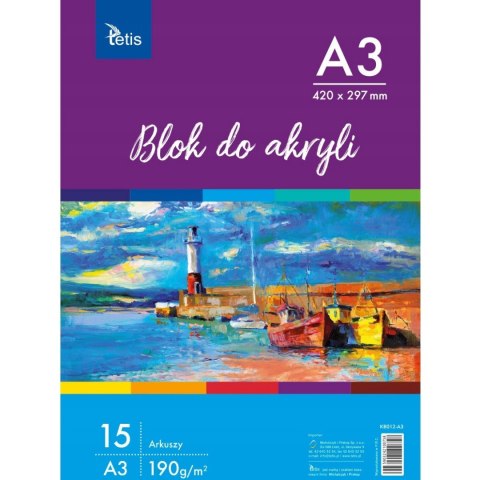 Blok do akryli A3 15k 190g KB012-A3 TETIS