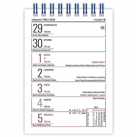 Kalendarz biurowy MINI ZODIAK H7 stojący pionowy 85x120mm 2025 TELEGRAPH