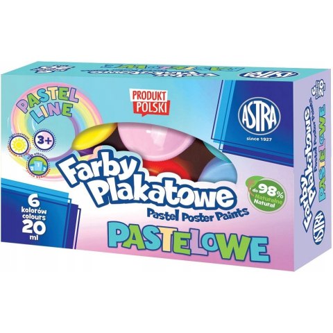 Farby plakatowe pastelowe 6 kol. 20ml 301121001 ASTRA